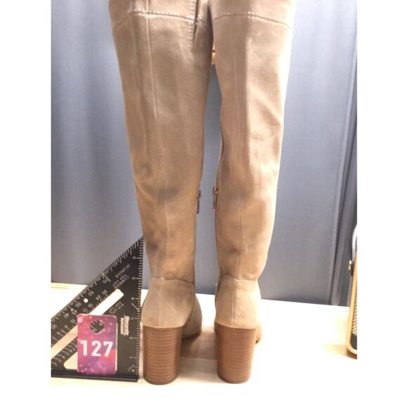 Vince Camuto Kreesell Riding Boots Women's 6M Taupe Suede Zipper Almond Toe - Picture 4 of 12